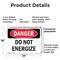 Signmission Do Not Energize Danger Sign, Plastic, 24in W x 18in L, 2PK OS-2PACK-DS-P-1824-L-1170 - alternate 7
